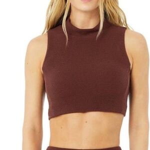 ALO Yoga Micro Waffle Comfort Bra Tank Cherry Cola Size Medium